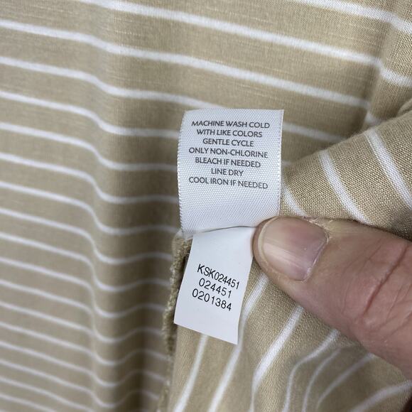 J Jill Midi Skirt XL Beige White Stripe Elastic Waist Pull On Stretch Asymmetric - Picture 6 of 7